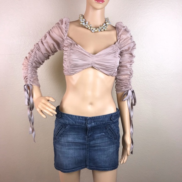 Fashion Nova Ruched Sleeve Princess Crop Blouse - Picture 2 of 8